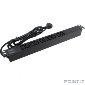 Exegate EX280863RUS Блок розеток ExeGate ServerPro PDU-19H005 Al-10C13-EU3, 19&quot;,1U,алюм, 10 IEC 320 C13, евровилка, 3м