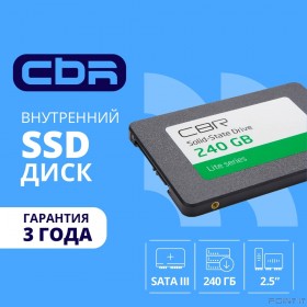 CBR SSD-240GB-2.5-LT22, Внутренний SSD-накопитель, серия &quot;Lite&quot;, 240 GB, 2.5&quot;, SATA III 6 Gbit/s, SM2259XT, 3D TLC NAND, R/W speed up to 550/520 MB/s, TBW (TB) 120