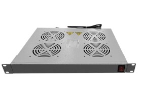 Полка вентиляторная 19, 1U/4 вентилятора, с кабелем, серая Netko