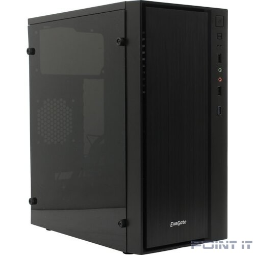 Exegate EX283754RUS Корпус Minitower ExeGate mEVO-9301-RGB (mATX, без БП, с окном, 2*USB+1*USB3.0, HD аудио, черный с RGB подсветкой)