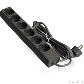 Exegate EX285831RUS Удлинитель ExeGate ECE-6-3B (6 евророзетки с заземлением, 3м, черный)