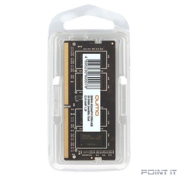 QUMO DDR4 SODIMM 8GB QUM4S-8G2666P19 PC4-21300, 2666MHz