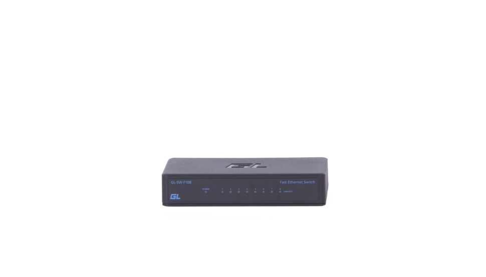 Коммутатор GIGALINK неуправляемый 8 портов 10/100 мб/с, пластиковый корпус, внешний блок питания