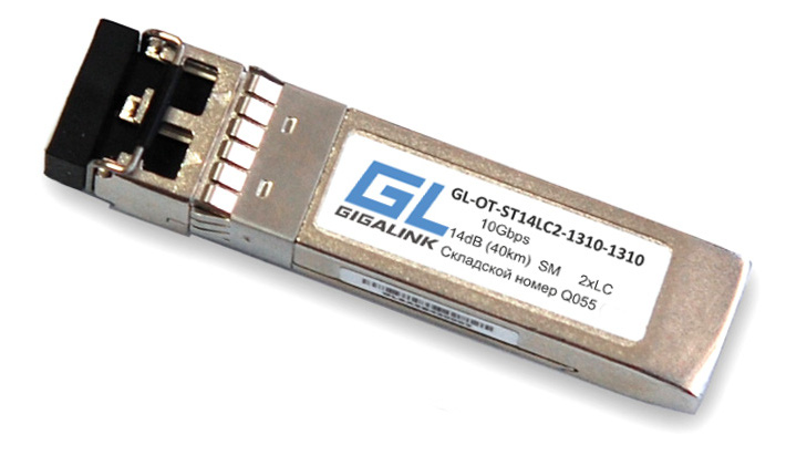 Модуль GIGALINK SFP+, 10Гбит/с, два волокна, SM, 2хLC, 1310 нм, 14 дБ (до 40 км) DDM