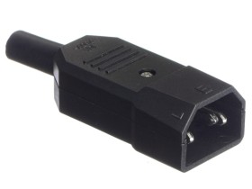 Разъем питания, гнездо IEC С14, на кабель, черный