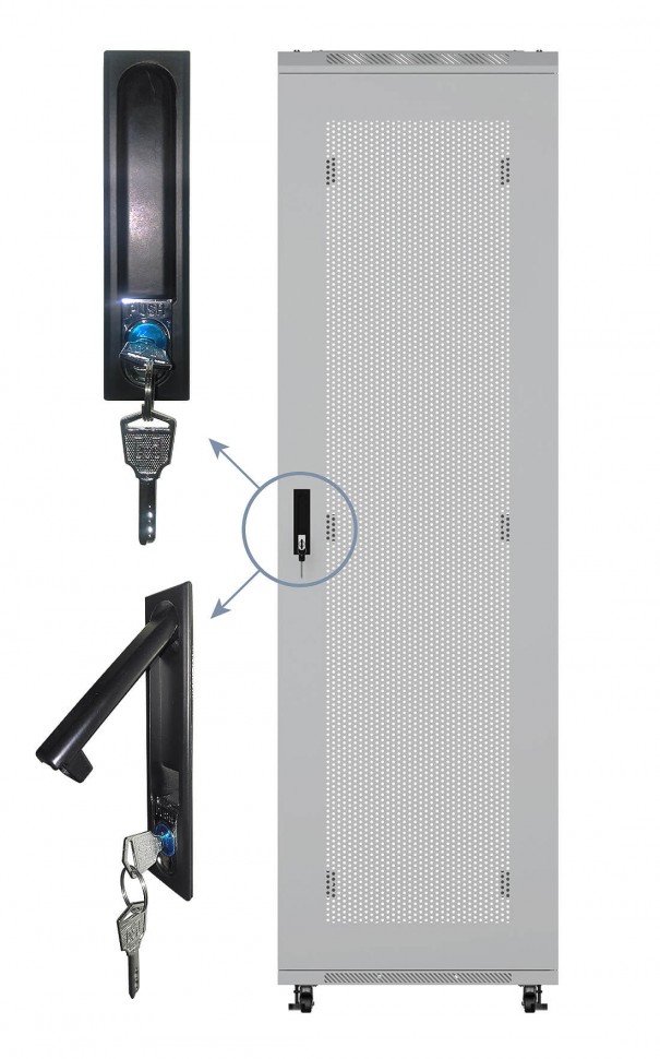 Дверь для шкафа серии Expert 27U Ширина 600, металлическая с перфорацией, серая, Netko