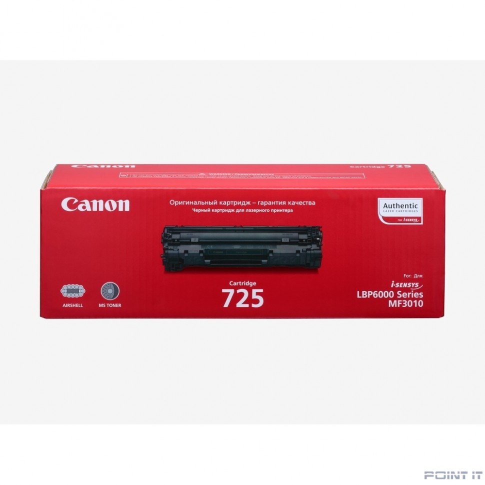 Canon Cartridge 725 3484B005/3484B002 Картридж для LBP 6000/6000B/MF3010, Черный, 1600 стр. (GR)