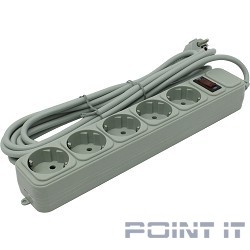 Exegate EX221189RUS Сетевой фильтр Exegate SP-5-5G (5 розеток, 5м, евровилка, серый)