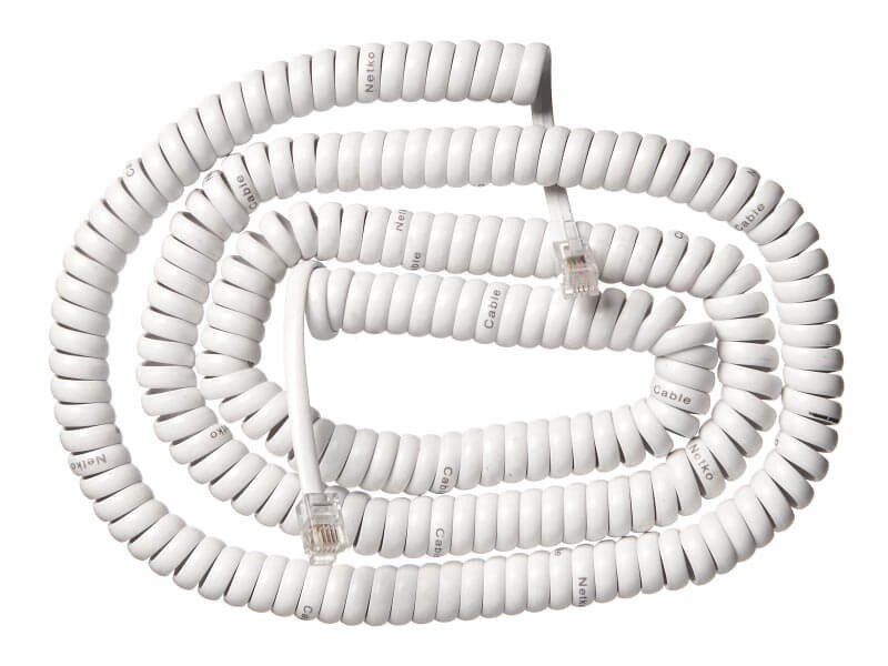 Шнур телефонный витой (4р4с) 7,5 метра / белый, NETKO Optima