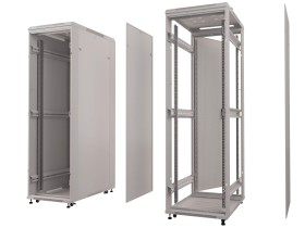 Шкаф напольный 27U серия Expert (600х1000х1390), напольный, БЕЗ ПЕРЕДНЕЙ ДВЕРИ, серый, разобранный Netko (упакован в 3 коробки)
