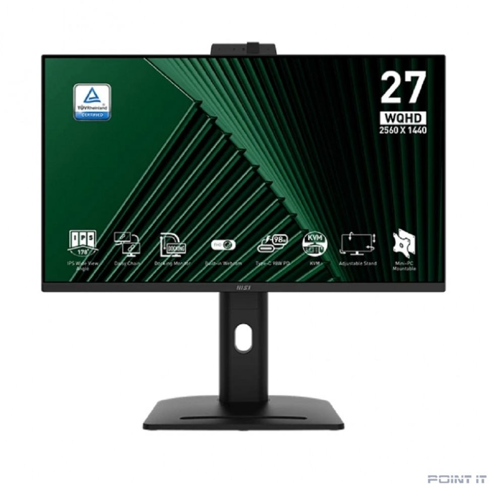 Монитор MSI PRO 27" MP275QPDG {IPS 2560x1440 100Hz 1ms 1300:1 250cd178/178 2xHDMI DisplayPort USB-C 4xUSB RJ-45 Speaker WebCam HAS Pivot} [9S6-3PC8CM-005]