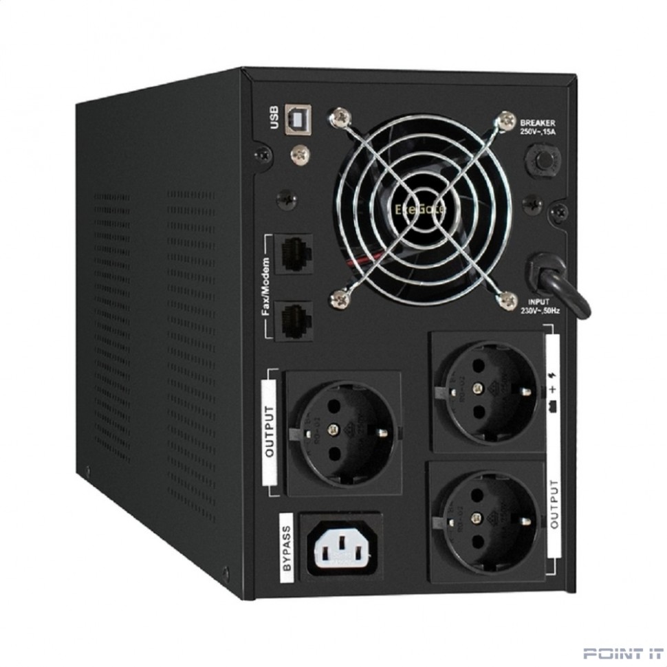 Exegate EX295983RUS ИБП (инвертор, синус, для котла) ExeGate SineTower SN-2000.LCD.AVR.3SH.1C13.RJ.USB <2000VA/1600W, чистая синусоида, LCD дисплей, AVR, 3*Schuko+1*C13, RJ45/11, USB, линейно-интеракт