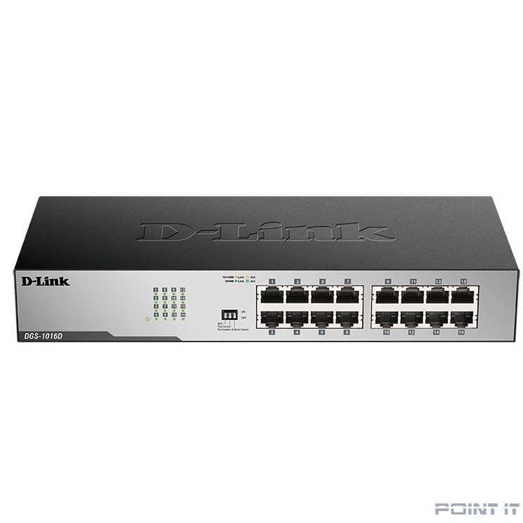 D-Link DGS-1016D/J1A Неуправляемый коммутатор с 16 портами 10/100/1000Base-T