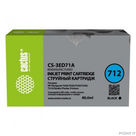 Картридж струйный Cactus CS-3ED71A 712 черный (80мл) для HP DJ T230/630