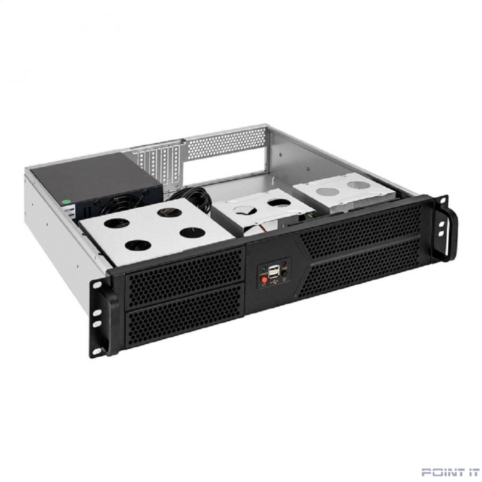 Exegate EX298520RUS Серверный корпус ExeGate Pro 2U400-04 <RM 19", высота 2U, глубина 400, БП 400ADS, 2*USB>