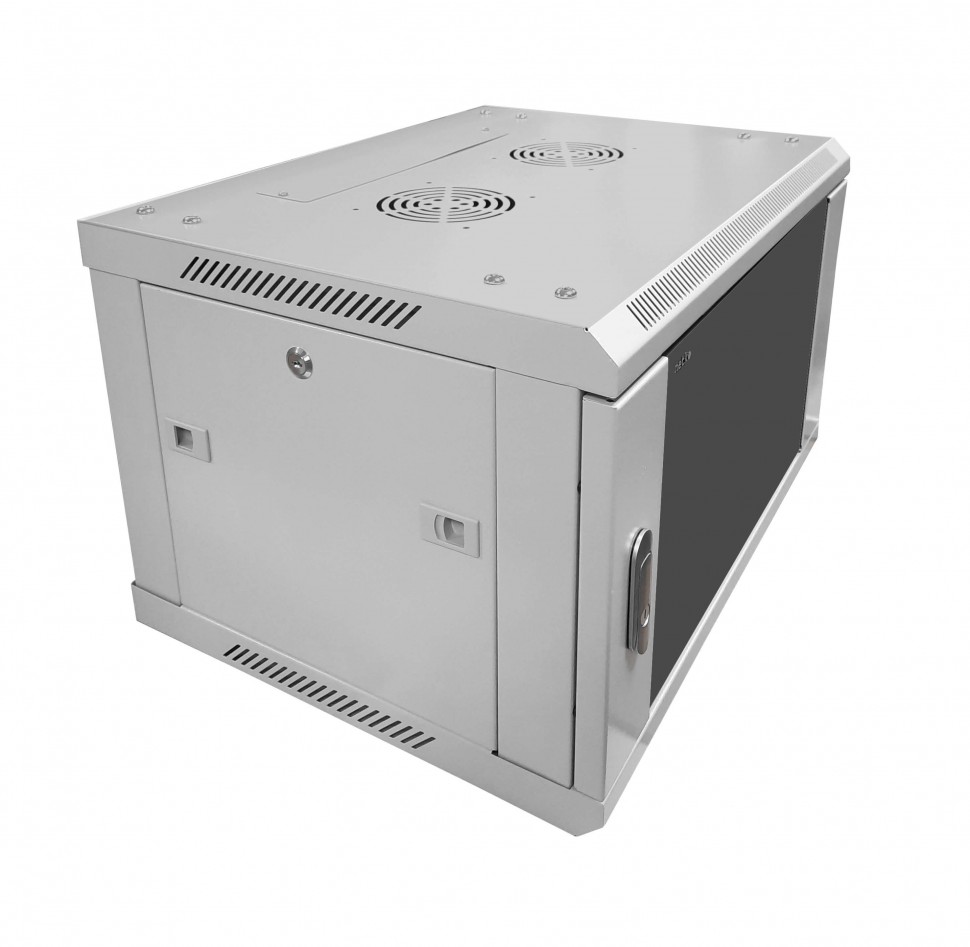 Шкаф настенный 9U серия WMA (Wall Maestro) (600х600х500), передняя дверь стекло, разборный, серый, Netko А