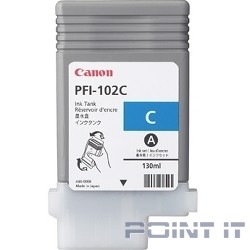 Canon PFI-102C 0896B001 Картридж для Canon imagePROGRAF iPF605, iPF610., iPF650, iPF655, iPF710, iPF750, iPF755, LP17, iPF510, Голубой, 130 мл. (GJ)