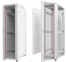 Шкаф напольный 42U серия T2(A2) (600х800х2055), передняя дверь стекло, серый, разобранный Netko (упакован в 5 коробок) РАСПРОДАЖА