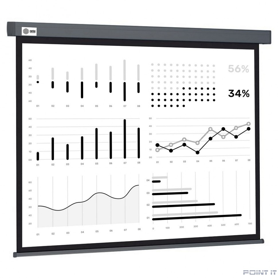 Экран Cactus Wallscreen CS-PSW-180X180-SG, 180х180 см, 1:1, настенно-потолочный серый