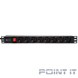 5bites PDU819P-01 Блок розеток 8S / PVC / SWITCH / 1U / 19" / 2M*3G*1.5MM2 / VDE