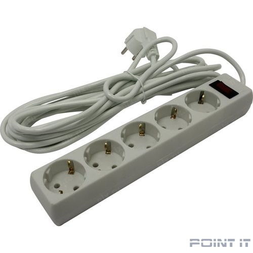 Exegate EX279359RUS Удлинитель ExeGate EC-5-5W (5 розеток, 5м, евровилка, белый)