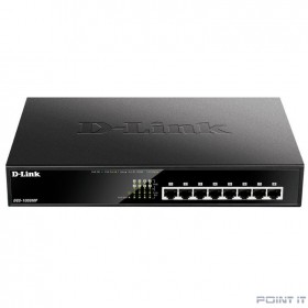 D-Link DGS-1008MP/B1A Неуправляемый коммутатор с 8 портами 10/100/1000Base-T с поддержкой PoE 802.3af/802.3at (30 Вт, PoE бюджет 140 Вт) и функцией энергосбережения