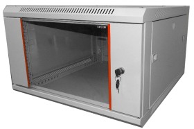 Шкаф настенный 9U серия WM (600х650х500), передняя дверь стекло, разборный, серый Netko