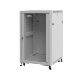 Шкаф напольный 19 Netko 27U серия Optima (600х600х1362), передняя дверь стекло, серый, разобранный (упакован в 2 коробки)