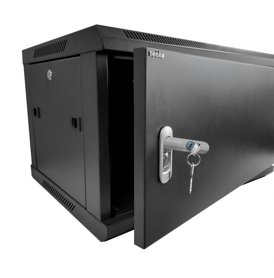 Шкаф настенный 9U серия WMA (Wall Maestro) (600х600х500), передняя дверь металл, разборный, черный Netko А