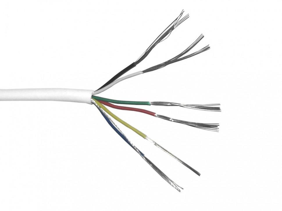 Кабель сигнальный, неэкранированный 6*0.22мм2 (7*0.2мм) 100м, луженый омедненный алюминий, пластиковая катушка, белый NETKO Optima