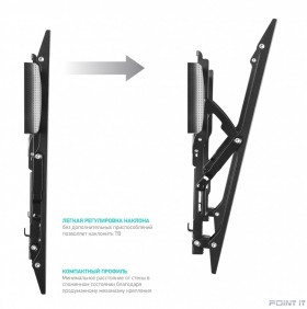 ONKRON TM4 чёрный {17&quot;-37&quot; Максимальная нагрузка: 18,2 кг VESA: 75x75, 100x100, 100x200, 200x100, 200x200 мм Угол наклона: 0° ~ +15° Вылет от стены: 35~105 мм}